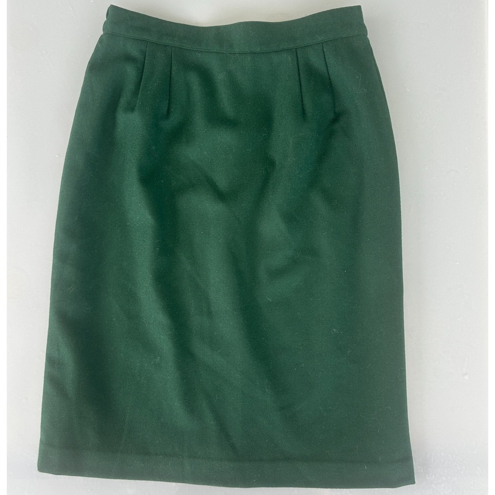 Vintage Wool Skirt Radcliffe Dark Green Academia Womens 10 Preppy Pencil Midi